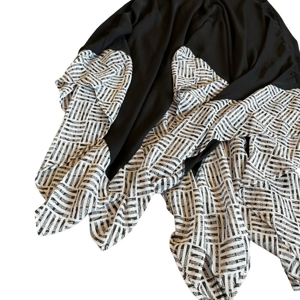 Jessica Simpson Black White Flowy Dress Spaghetti Strap Abstract Midi Size Small - Picture 9 of 10